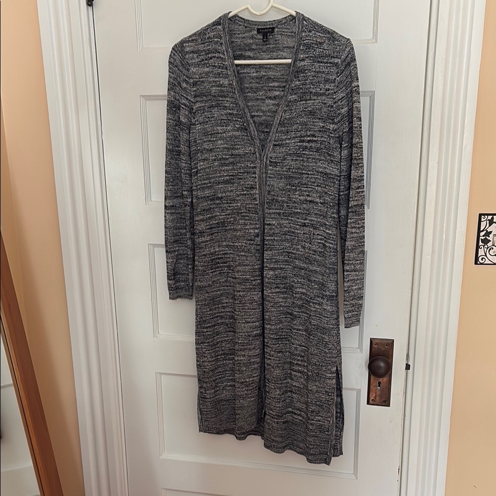 Talbots Gray Long Cardigan Sweater. Open front. Size S. Long …